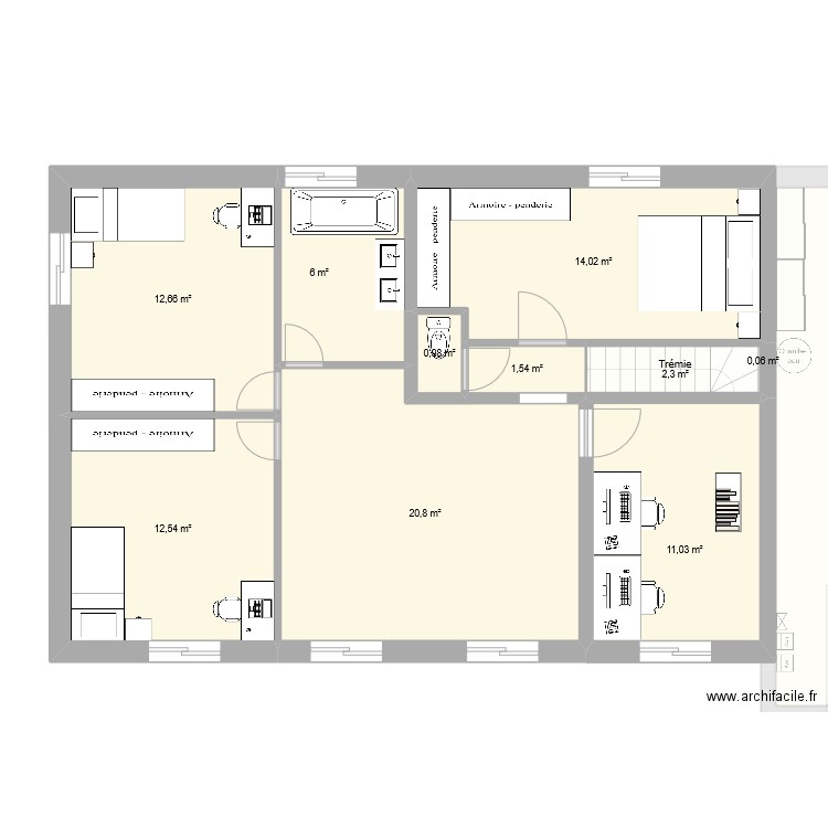 Maison plan 3. Plan de 16 pièces et 199 m2