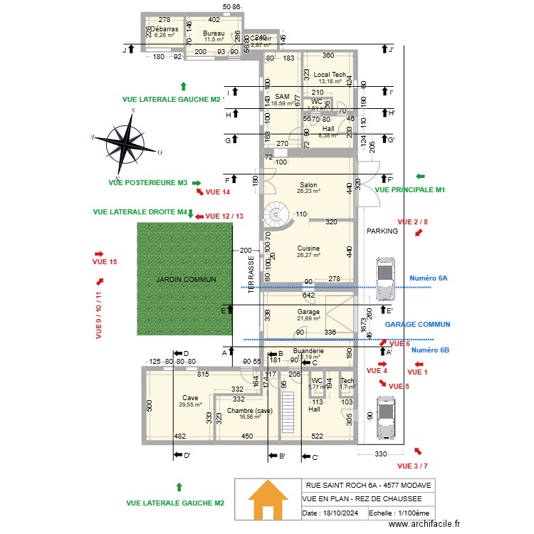 V.RADOUX - VUE EN PLAN - REZ - V2.23 - Lio. Plan de 17 pièces et 225 m2