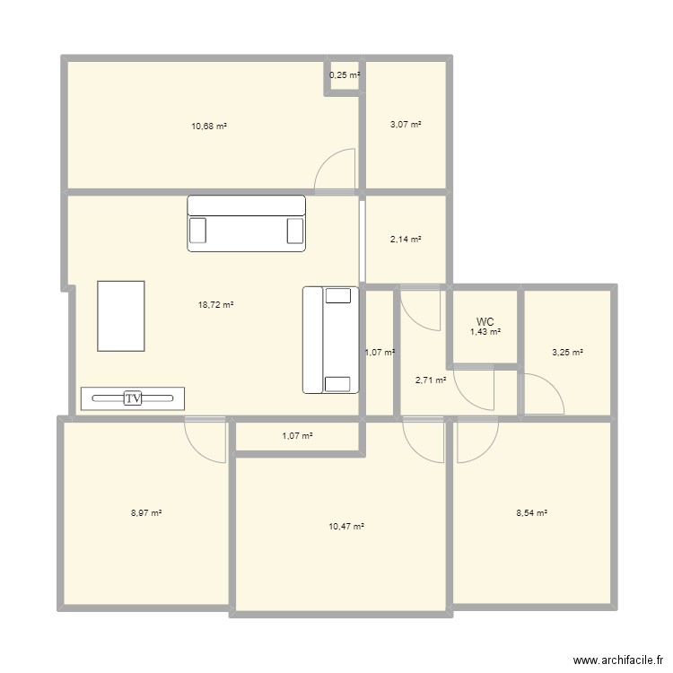 appart sartro. Plan de 0 pièce et 0 m2