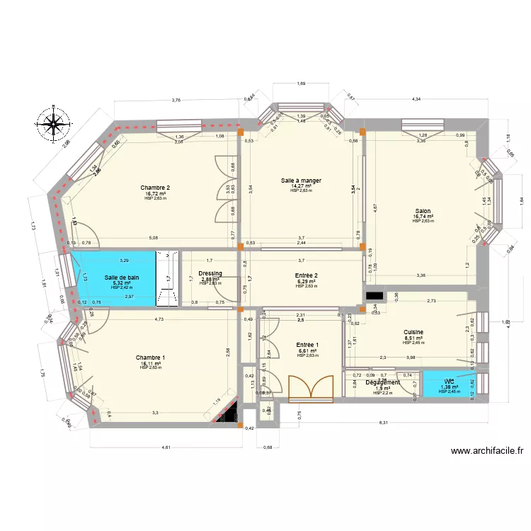 APPART-VIRORG-PARTAGE. Plan de 16  et 99 m²