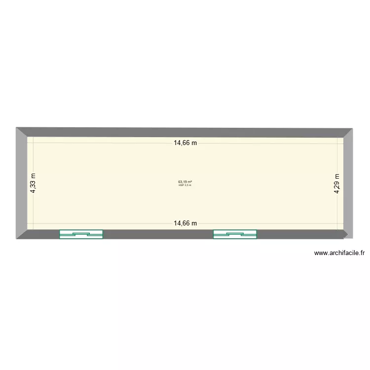 Muel bat C. Plan de 1  et 63 m²