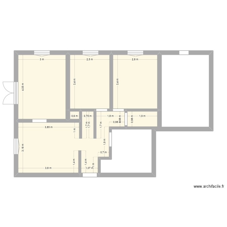 Projet appart seb. Plan de 6 pièces et 51 m2