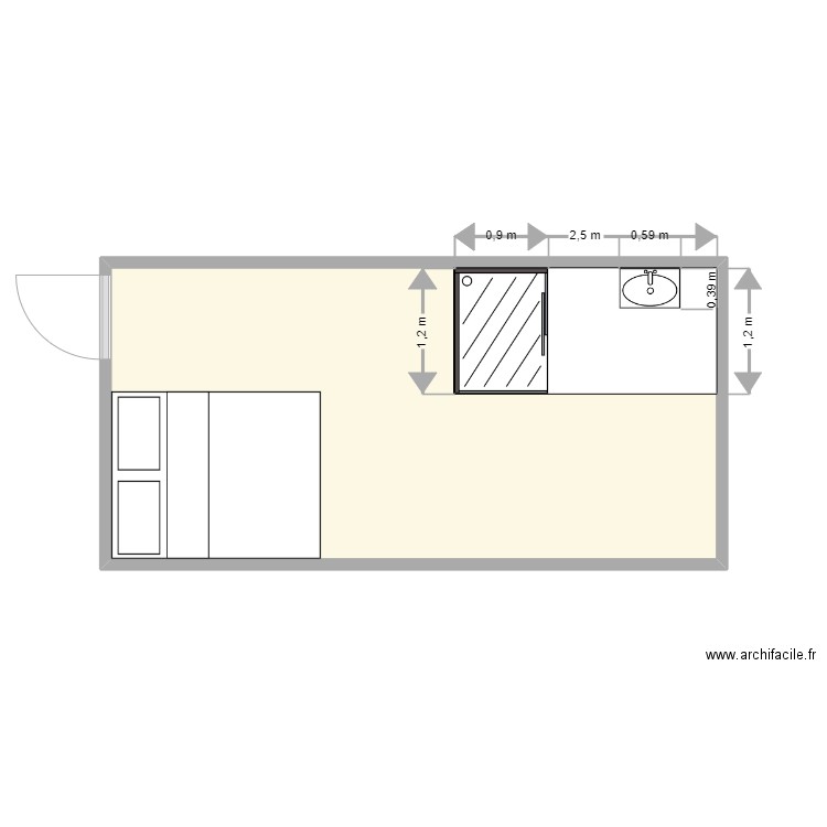 salle de bain RAZEMON. Plan de 1 pièce et 16 m2