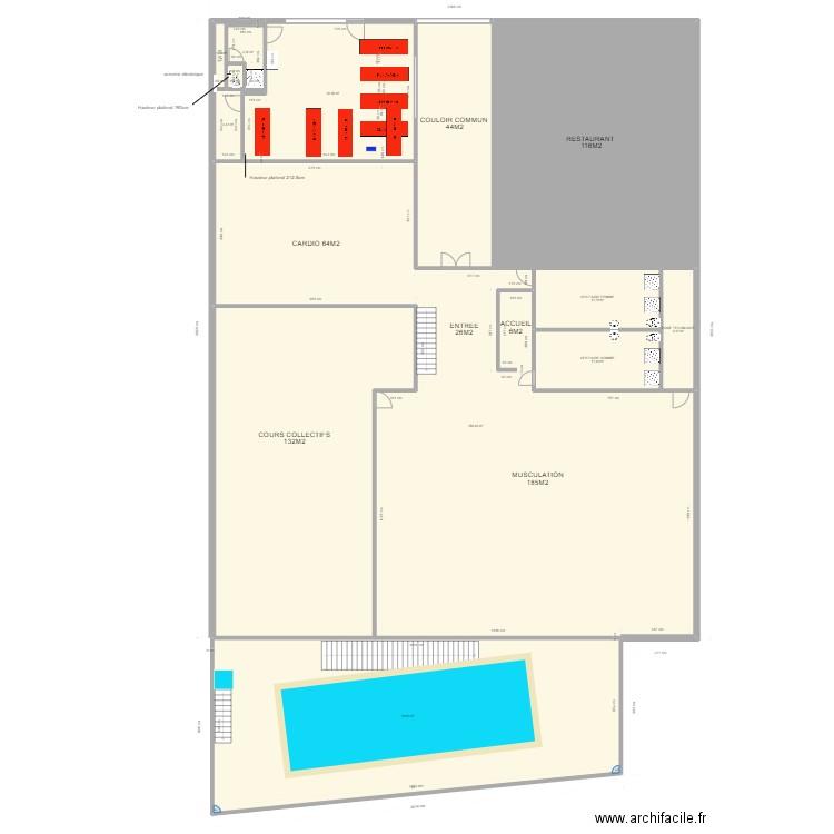 PLAN GYMFIT MAGASIN 2. Plan de 12 pièces et 836 m2