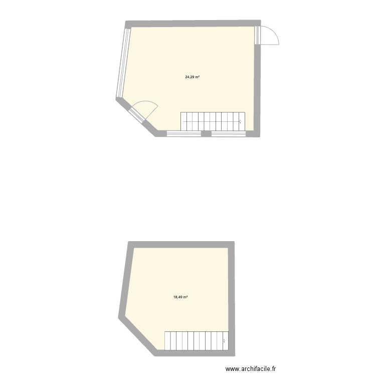 MEV PARIS. Plan de 2 pièces et 43 m2