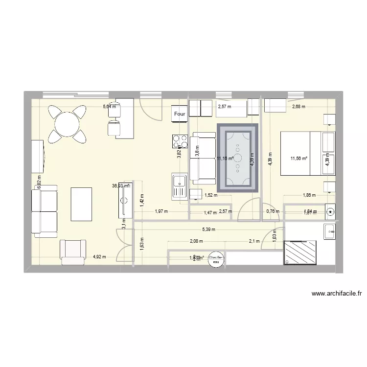 SPLD. Plan de 4 pièces et 61 m²