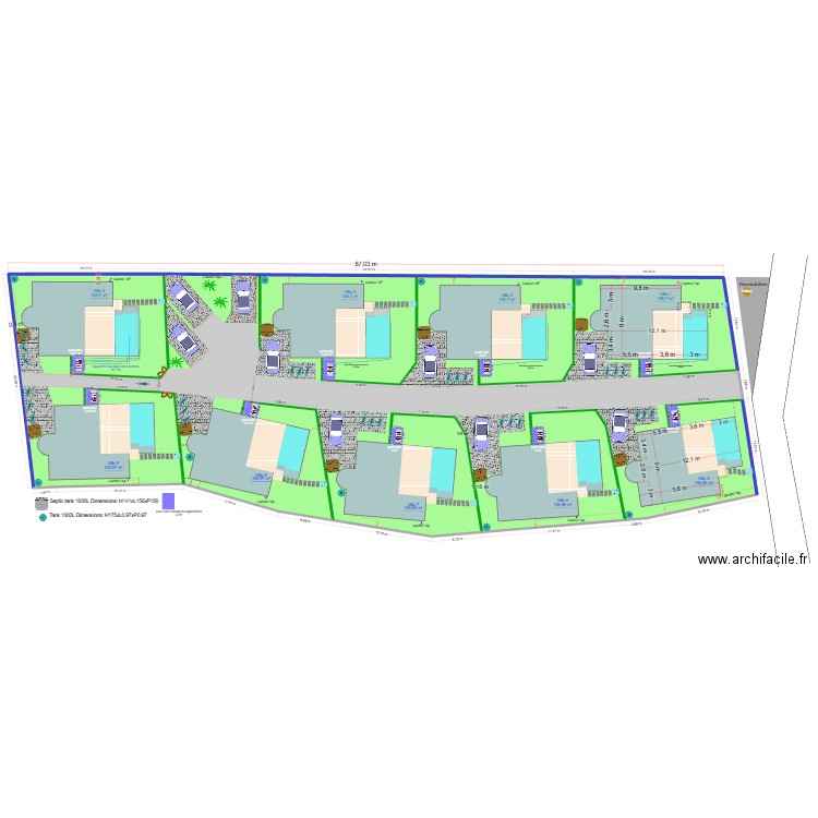 Implantation Parking. Plan de 1 pièce et -1825 m2