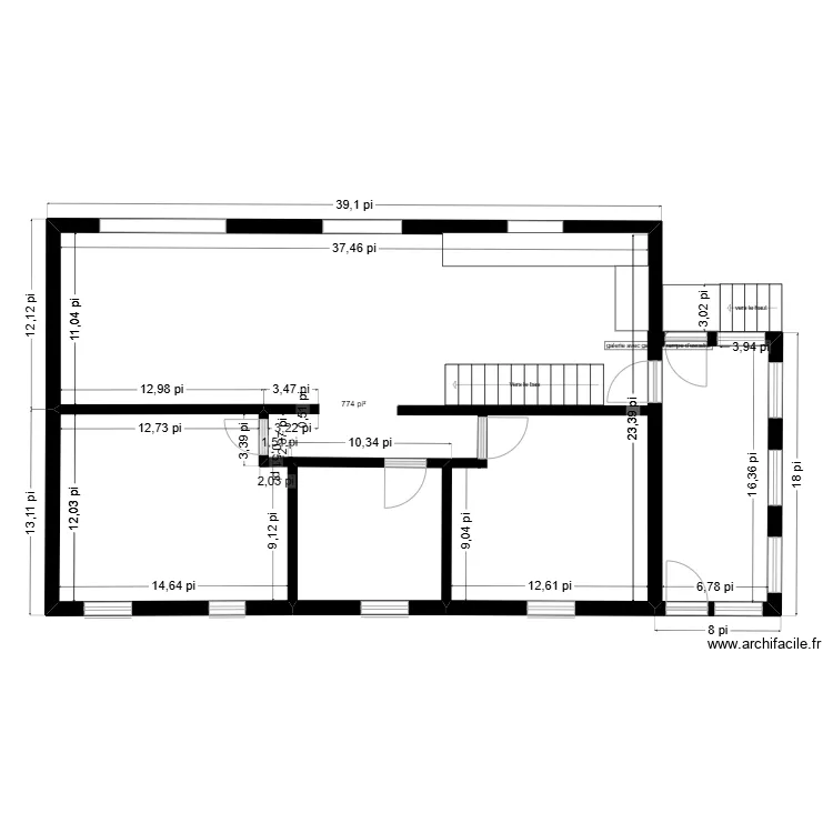Am&eacute;nagement etage new sous sol 1554 Bourbonnais. Plan de 