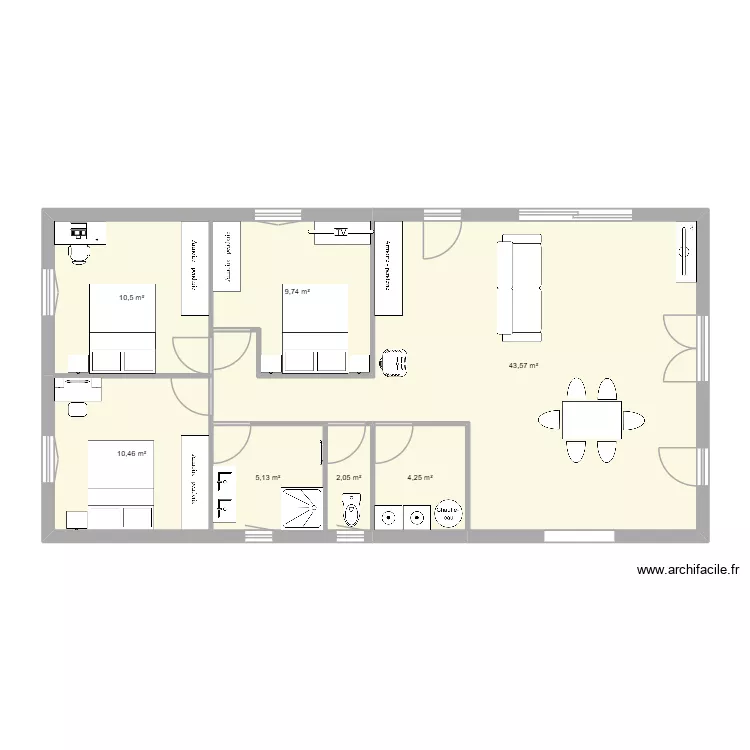 maison 3. Plan de 7  et 86 m²