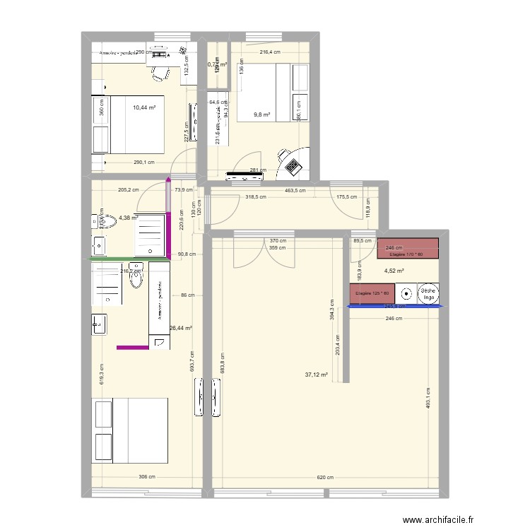 BUANDERIE. Plan de 7 pièces et 93 m2