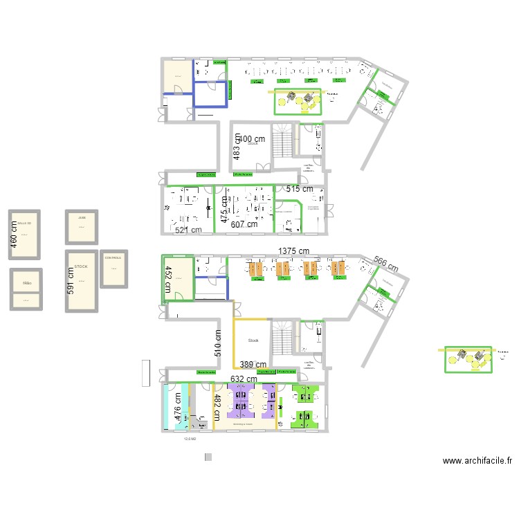 PROD EMBOUT VILLENEUVE LE ROI II CUISINE. Plan de 12 pièces et 113 m2