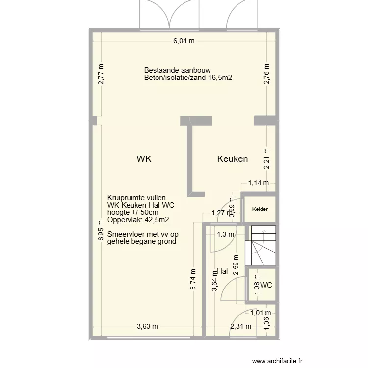 Ede. Plan de 5  et 59 m²