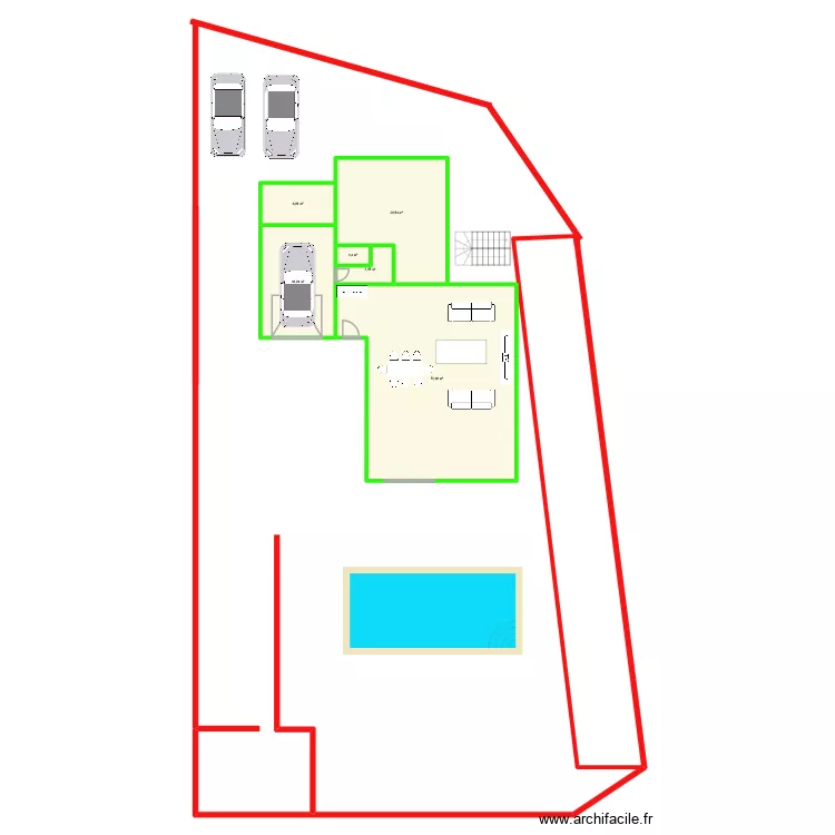 GARAGE FACE. Plan de 13  et 183 m²