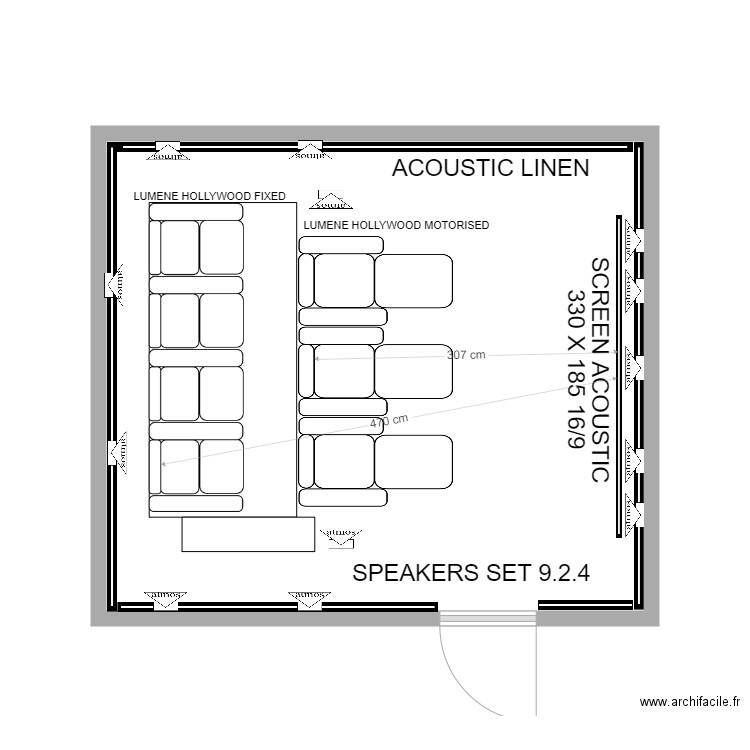 client bel ombre. Plan de 1 pièce et 26 m2