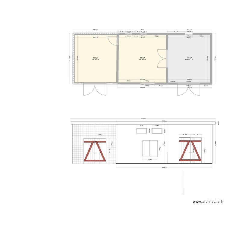 Nouvelle Cabane à sucre Joel 02/02/2024. Plan de 3 pièces et 58 m2