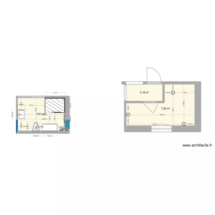 ETAGE. Plan de 4  et 15 m²