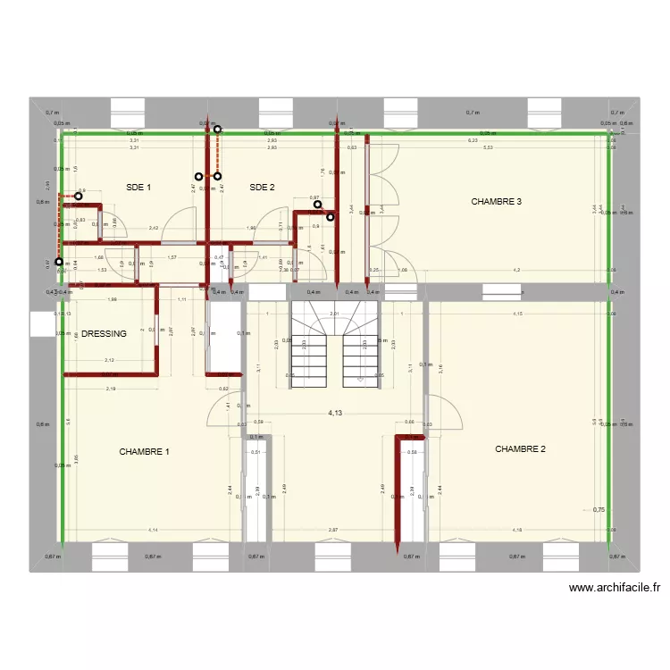CAROLE & LUDO  PROJET  1&deg; ETAGE EV/EU. Plan de 