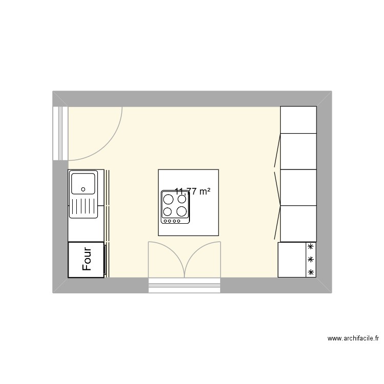 Audrey. Plan de 1 pièce et 12 m2