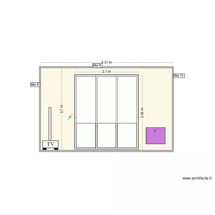 PC Salon - Porte Fen&ecirc;tre - Mur 9. Plan de 1  et 12 m²