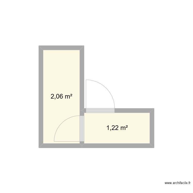 WC direction. Plan de 2 pièces et 3 m2