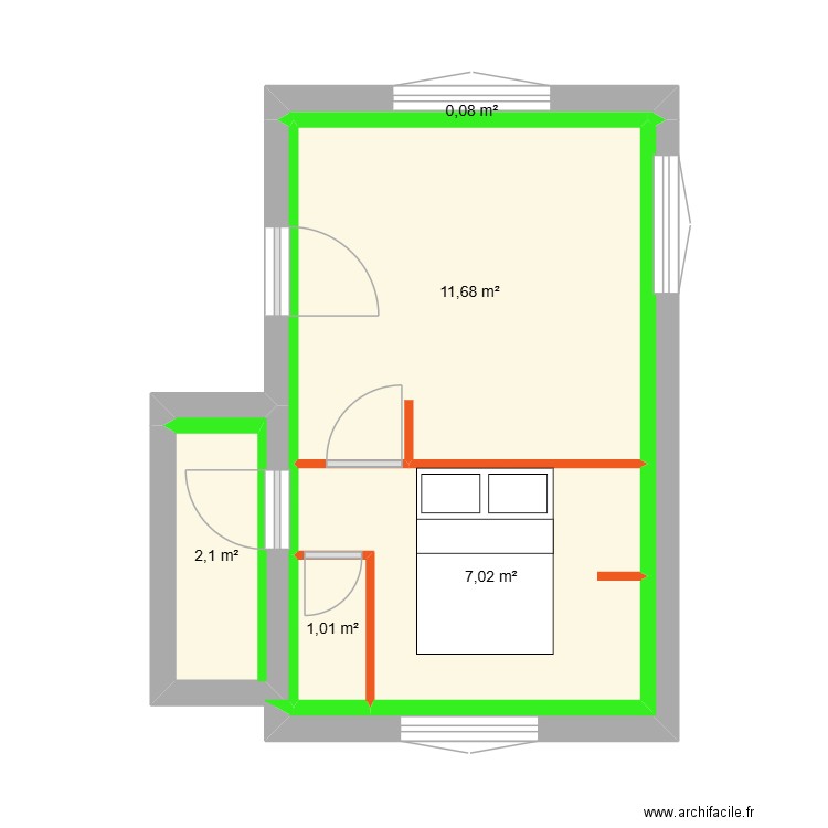 appart N°1. Plan de 6 pièces et 22 m2