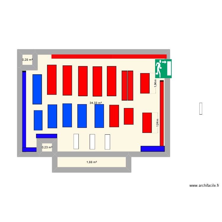 PLAN MAGASIN. Plan de 4 pièces et 37 m2