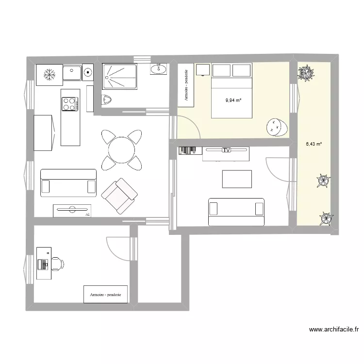 txa. Plan de 2  et 16 m²