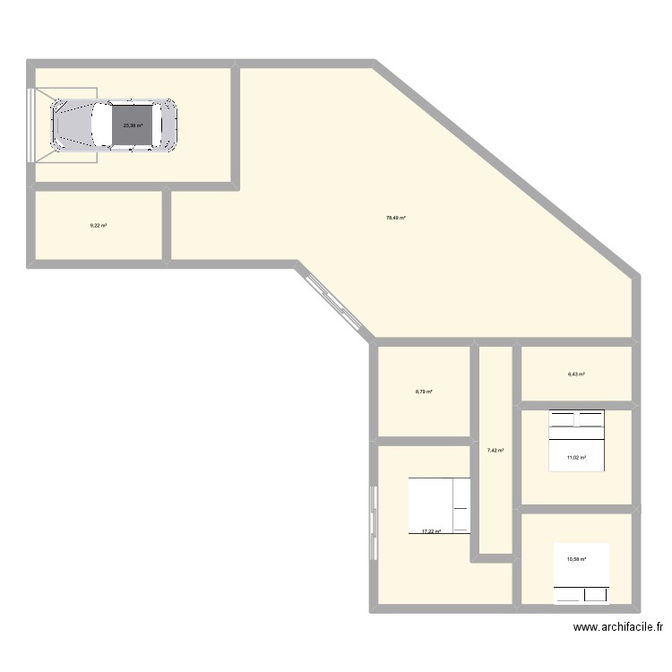 Plan verot 3. Plan de 9 pièces et 173 m2