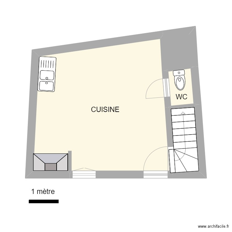 CARMES 18 RDC. Plan de 4 pièces et 22 m2