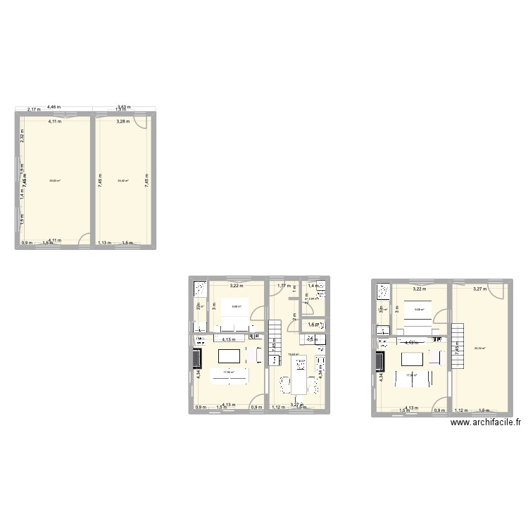 Plan réno. Plan de 12 pièces et 163 m2