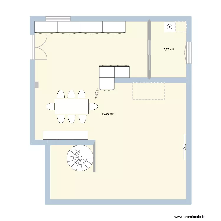 piece amenag&eacute;e. Plan de 2  et 72 m²