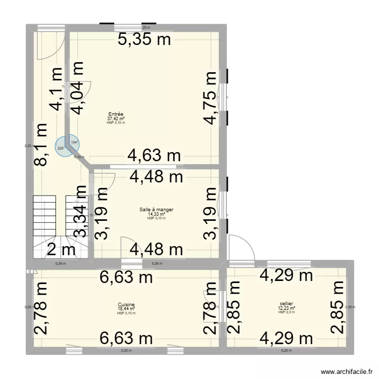 el mensi. Plan de 11  et 134 m²