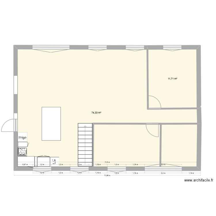 kairon. Plan de 2 pièces et 86 m2