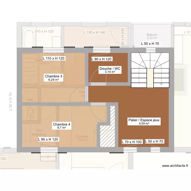 Surface sols Cahors. Plan de 23 et 264 m² Surface sols Cahors. Plan de 23 et 264 m²