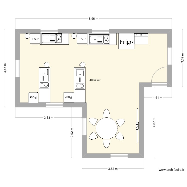 Cuisine et espace d&eacute;tente. Plan de 0 pièce et 0 m2