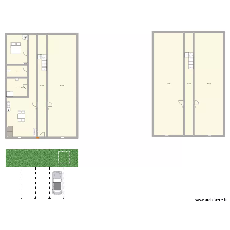 courcelle. Plan de 8  et 409 m²