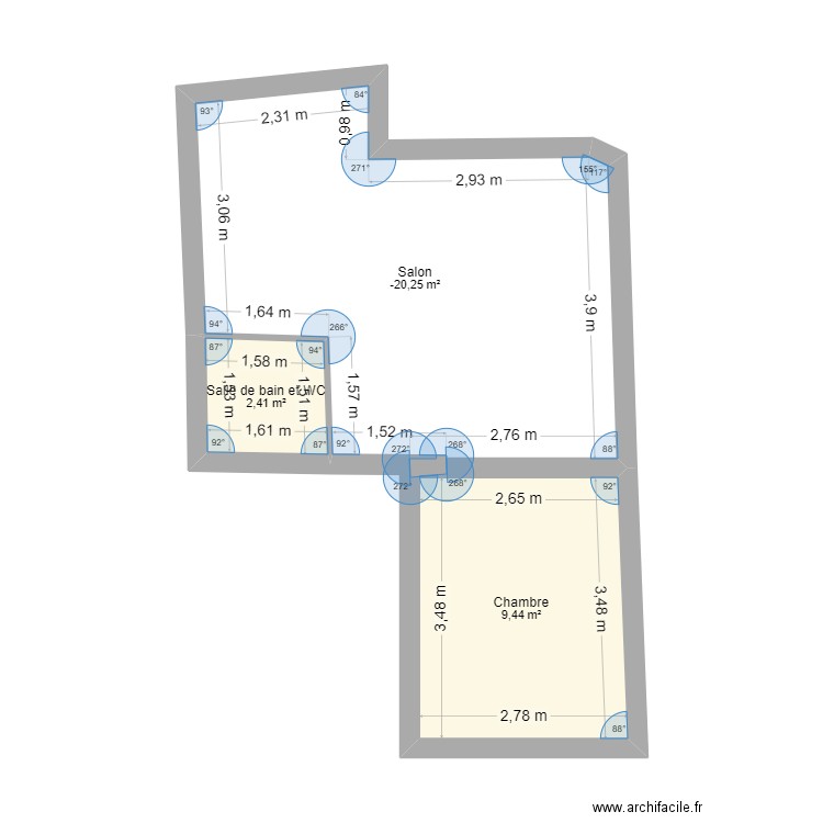 RDC APRES TRAVAUX. Plan de 3 pièces et 33 m2