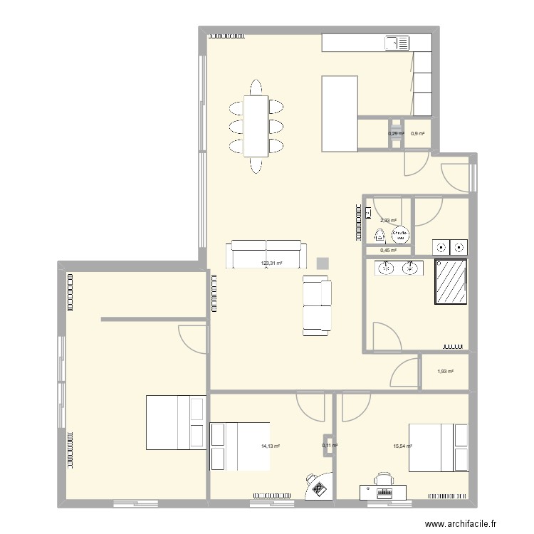 Loft. Plan de 9 pièces et 159 m2