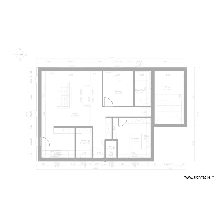 Plan IDneuve. Plan de 3  et 60 m²