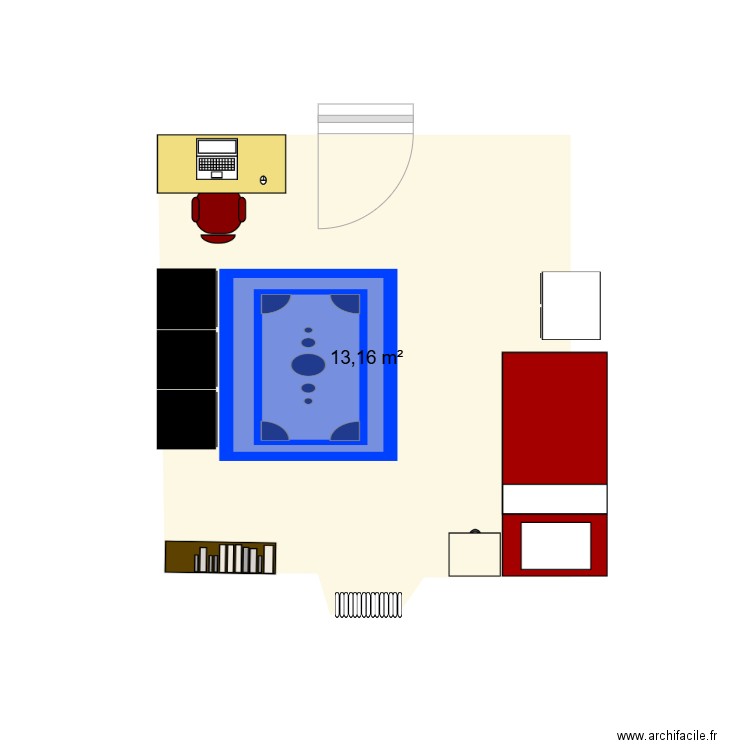 Chambre d'Arthur. Plan de 1 pièce et 13 m2