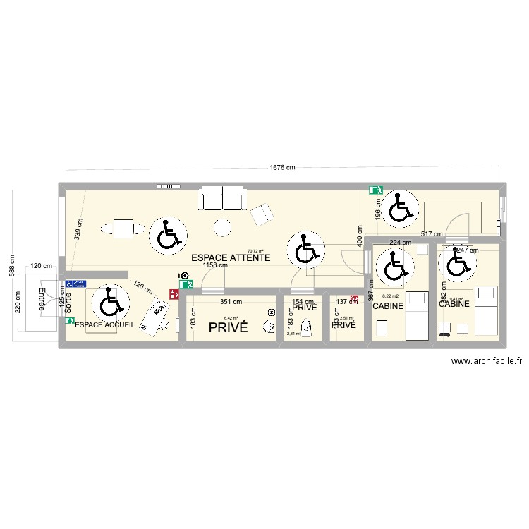 Skin & Beauty 3. Plan de 5 pièces et 92 m2
