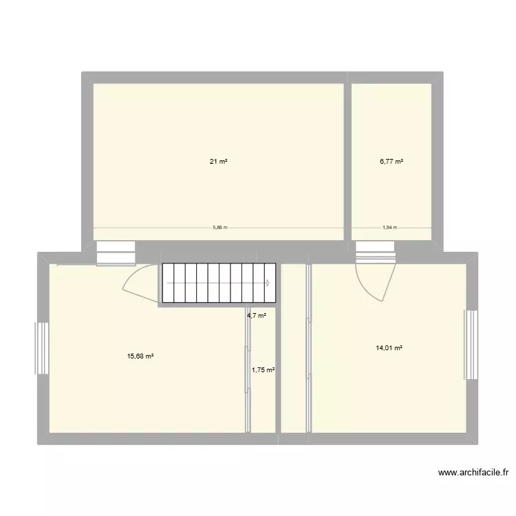variante 2. Plan de 6 Pièces et 64 m²