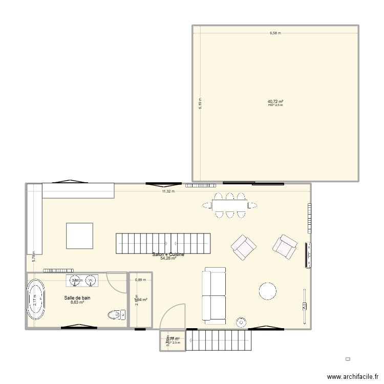 Premier étage Projet 3. Plan de 5 pièces et 117 m2