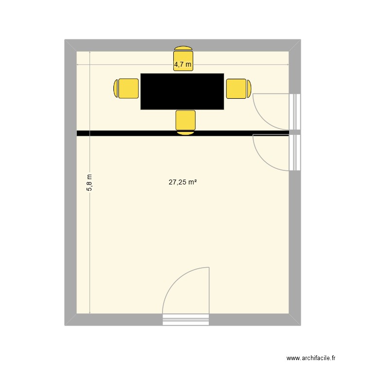 plan 1. Plan de 1 pièce et 27 m2