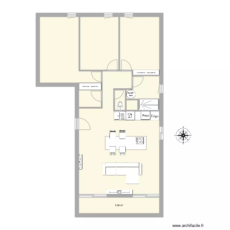 Plan meubl&eacute;. Plan de 7  et 81 m²