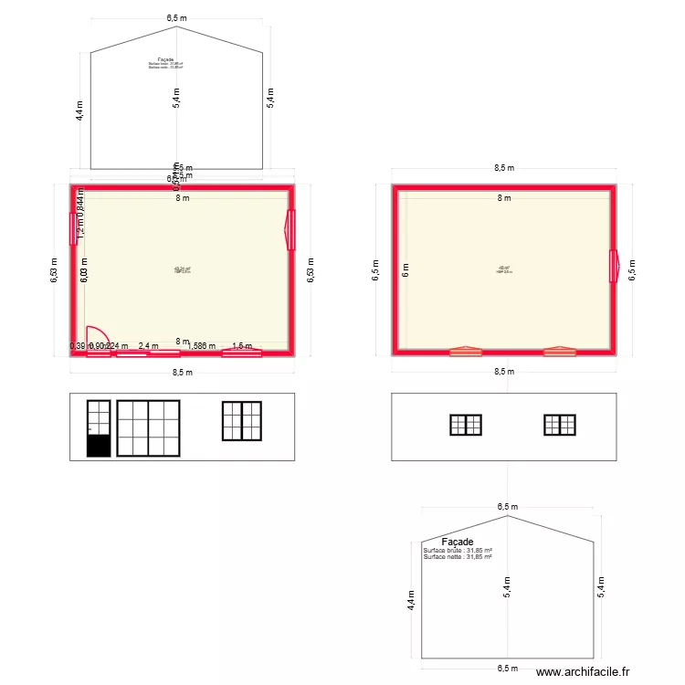 MAISON M. Plan de 2  et 96 m²