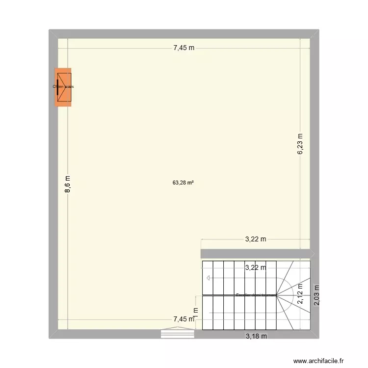Galetas 2 Reconvilier. Plan de 1 Pièce et 63 m²