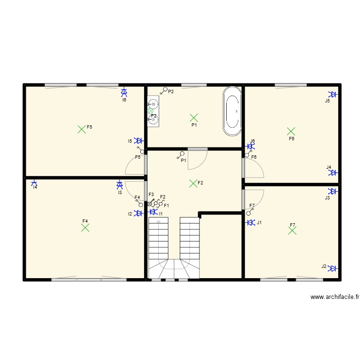 adrien ,critelle implentation étage. Plan de 6 pièces et 100 m2
