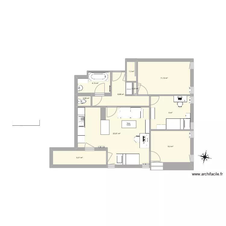 c&eacute;zembre2. Plan de 10  et 71 m²