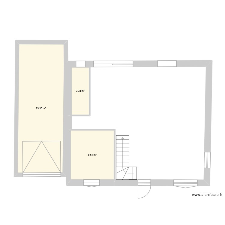 NOUVOITOU2. Plan de 3 pièces et 35 m2
